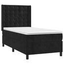 vidaXL fekete bársony rugós és LED-es ágy matraccal 90x200 cm