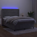 vidaXL világosszürke bársony rugós és LED-es ágy matraccal 140x200 cm