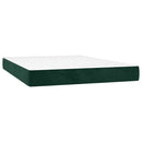 vidaXL sötétzöld bársony rugós és LED-es ágy matraccal 140x200 cm