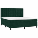 vidaXL sötétzöld bársony rugós és LED-es ágy matraccal 160x200 cm