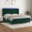 vidaXL sötétzöld bársony rugós és LED-es ágy matraccal 160x200 cm