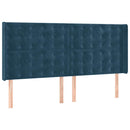 vidaXL sötétkék bársony rugós és LED-es ágy matraccal 160x200 cm
