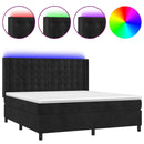 vidaXL fekete bársony rugós és LED-es ágy matraccal 180x200 cm