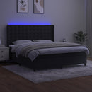 vidaXL fekete bársony rugós és LED-es ágy matraccal 180x200 cm