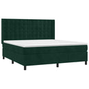 vidaXL sötétzöld bársony rugós és LED-es ágy matraccal 180x200 cm