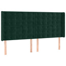 vidaXL sötétzöld bársony rugós és LED-es ágy matraccal 180x200 cm
