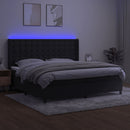 vidaXL fekete bársony rugós és LED-es ágy matraccal 200x200 cm