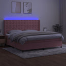 vidaXL rózsaszín bársony rugós és LED-es ágy matraccal 200x200 cm