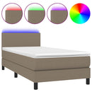 vidaXL tópszínű szövet rugós és LED-es ágy matraccal 80 x 200 cm