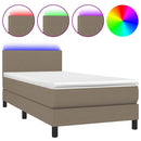 vidaXL tópszínű szövet rugós és LED-es ágy matraccal 90x190 cm
