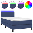 vidaXL kék szövet rugós és LED-es ágy matraccal 90x190 cm
