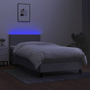 vidaXL világosszürke szövet rugós és LED-es ágy matraccal 90x200 cm