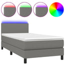 vidaXL sötétszürke szövet rugós és LED-es ágy matraccal 90x200 cm