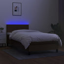 vidaXL barna szövet rugós és LED-es ágy matraccal 90x200 cm