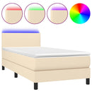 vidaXL krémszínű szövet rugós és LED-es ágy matraccal 90x200 cm