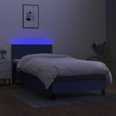 vidaXL kék szövet rugós és LED-es ágy matraccal 90x200 cm