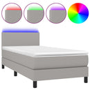 vidaXL világosszürke szövet rugós és LED-es ágy matraccal 100x200 cm