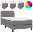 vidaXL sötétszürke szövet rugós és LED-es ágy matraccal 100x200 cm