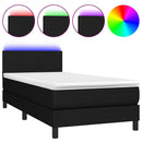 vidaXL fekete szövet rugós és LED-es ágy matraccal 100x200 cm