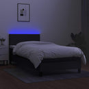 vidaXL fekete szövet rugós és LED-es ágy matraccal 100x200 cm