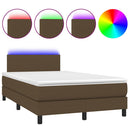 vidaXL barna szövet rugós és LED-es ágy matraccal 120 x 200 cm