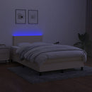 vidaXL krémszínű szövet rugós és LED-es ágy matraccal 120 x 200 cm