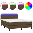 vidaXL barna szövet rugós és LED-es ágy matraccal 140x190 cm