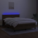 vidaXL barna szövet rugós és LED-es ágy matraccal 140x190 cm