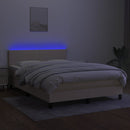 vidaXL krémszínű szövet rugós és LED-es ágy matraccal 140x190cm