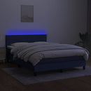 vidaXL kék szövet rugós és LED-es ágy matraccal 140x190 cm