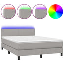 vidaXL világosszürke szövet rugós és LED-es ágy matraccal 140x200 cm