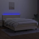 vidaXL krémszínű szövet rugós és LED-es ágy matraccal 140x200 cm