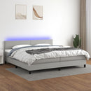 vidaXL világosszürke szövet rugós és LED-es ágy matraccal 200x200 cm