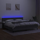 vidaXL sötétszürke szövet rugós és LED-es ágy matraccal 200x200 cm