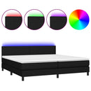 vidaXL fekete szövet rugós és LED-es ágy matraccal 200x200 cm