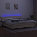 vidaXL krémszínű szövet rugós és LED-es ágy matraccal 200 x 200 cm