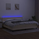 vidaXL krémszínű szövet rugós és LED-es ágy matraccal 200 x 200 cm