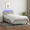 vidaXL világosszürke szövet rugós és LED-es ágy matraccal 90x190 cm