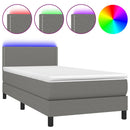 vidaXL sötétszürke szövet rugós és LED-es ágy matraccal 90x190 cm