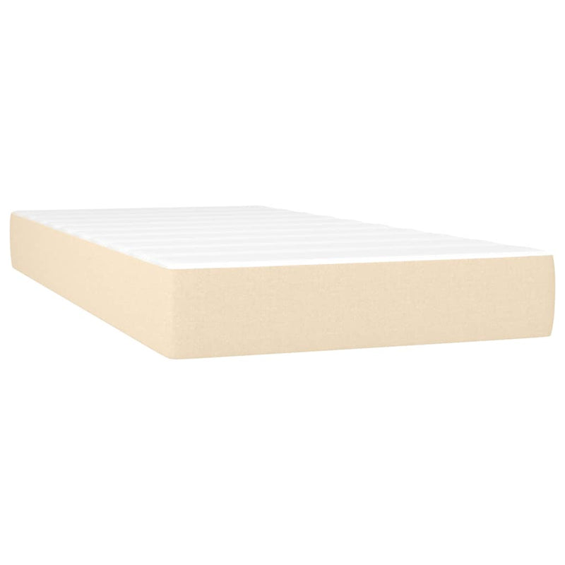 vidaXL krémszínű szövet rugós és LED-es ágy matraccal 90x190 cm