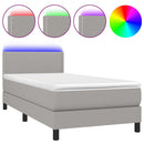 vidaXL világosszürke szövet rugós és LED-es ágy matraccal 90x200 cm