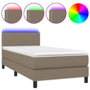 vidaXL tópszínű szövet rugós és LED-es ágy matraccal 90x200 cm