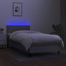 vidaXL világosszürke szövet rugós és LED-es ágy matraccal 100x200 cm