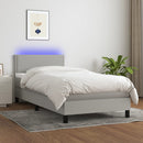 vidaXL világosszürke szövet rugós és LED-es ágy matraccal 100x200 cm
