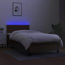 vidaXL barna szövet rugós és LED-es ágy matraccal 100x200 cm