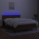vidaXL barna szövet rugós és LED-es ágy matraccal 140x190 cm