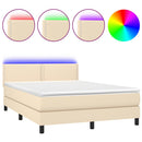 vidaXL krémszínű szövet rugós és LED-es ágy matraccal 140x190cm