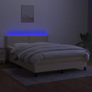 vidaXL krémszínű szövet rugós és LED-es ágy matraccal 140x190cm