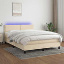 vidaXL krémszínű szövet rugós és LED-es ágy matraccal 140x190cm