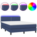 vidaXL kék szövet rugós és LED-es ágy matraccal 140x190 cm